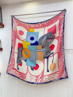 Cavalier en Formes shawl 140 CM In Pink Colorful Cashmere And Silk 331714
