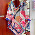Cavalier en Formes shawl 140 CM In Pink Colorful Cashmere And Silk 331714