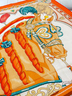 Carré Harnais De Cœur Scarf 140 CM In Orange Colorful Cashmere And Silk 335856