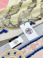 Carré Harnais De Cœur Scarf 140 CM In Pink Colorful Cashmere And Silk 335857