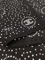 CC Square Scarf 140 CM In Black White Polka Dot Cashmere Silk 337147