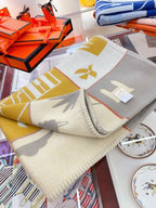Baby Blankets 140 CM In Yellow Mix Grey Cashmere And Fine Wool 341417