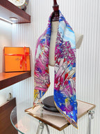 La Vallee De Cristal Scarf 90 CM Colorful Silk Twill 347389