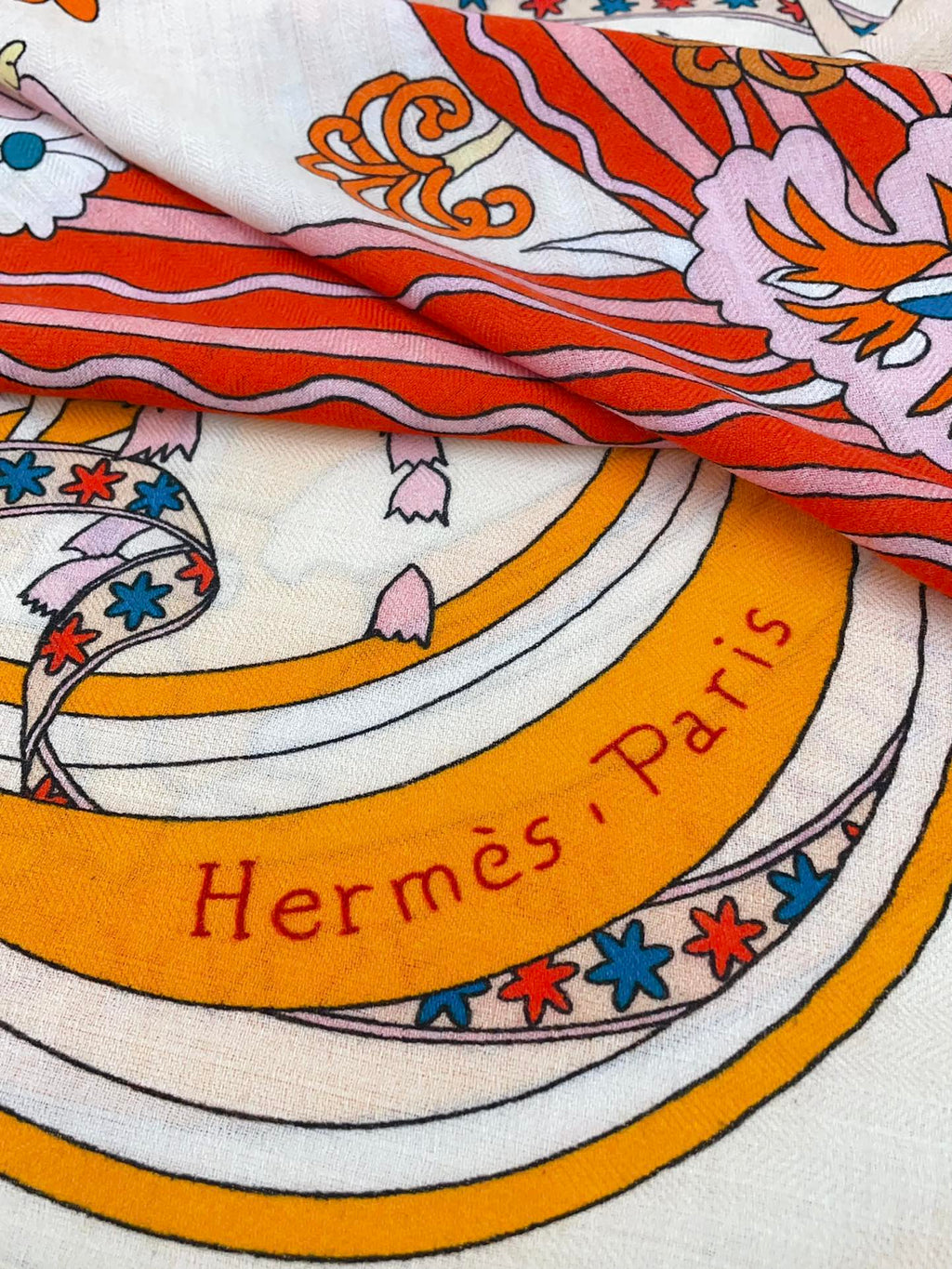 La Danse Du Printemps Scarf 140 In Yellow Colorful Cashmere And Silk 344366