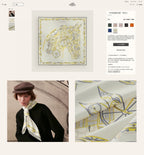 Complication Equestre Scarf 90 CM In White Yellow Coloful Silk Twill  345898
