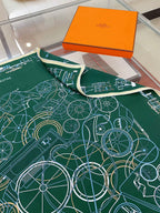 Complication Equestre Scarf 90 CM In Green Coloful Silk Twill  345899