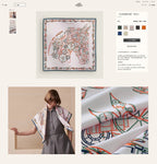 Complication Equestre Scarf 90 CM In White Red Coloful Silk Twill  345900