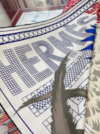 Cocoricooooo! Scarf 90 CM In Red Blue Colorful Silk Twill 348776