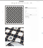 CC Square Scarf 90 CM In Black Mix White Silk Twill  350415