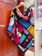 CC Square Scarf 140 CM In Multicolored Cashmere And Silk 350425