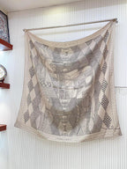 Patchwork Horse Shawl 140 CM In Grey Mix White Cashmere And Silk 350428