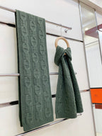 Faubourg Muffler Scarf 170 CM Khaki Green Cashmere Handwoven 356203