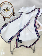 CC Scarf 200 CM In White Mix Darl Blue Silk 357900