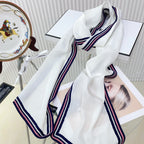 CC Scarf 200 CM In White Mix Darl Blue Silk 357900