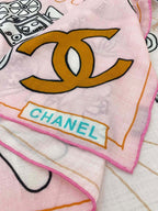 CC Square Scarf 140 CM In Pink Colorful Cashmere And Silk 359397