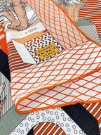 Grand Theatre Nouveau Scarf 135 CM In Orange Colorful Cashmere And Silk 362248