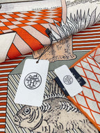 Grand Theatre Nouveau Scarf 135 CM In Orange Colorful Cashmere And Silk 362248