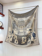 Grand Theatre Nouveau Scarf 135 CM In Black Colorful Cashmere And Silk 362249