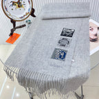 BADGES SOIE MUFFLER 180 CM SCRAF IN CLOUD GREY CASHMERE
