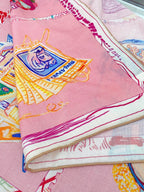 Chevaloscope Scarf 140 CM In Pink Colorful Cashmere And Silk 373660