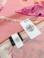 Chevaloscope Scarf 140 CM In Pink Colorful Cashmere And Silk 373660