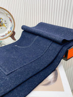 Cargo muffler Scarf 190 CM Navy Blue Wool 375381