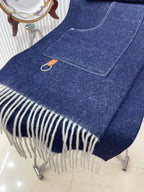 Cargo muffler Scarf 190 CM Navy Blue Wool 375381