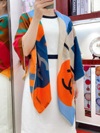 CC Square Scarf 140 CM In Colorful Cashmere Silk 376418