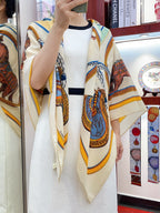 Grand Apparat Forever Scarf 140 CM In White Colorful Cashmere And Silk 378466