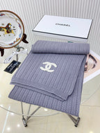 CC Scarf 180 CM In Grey Purple Wool 378472