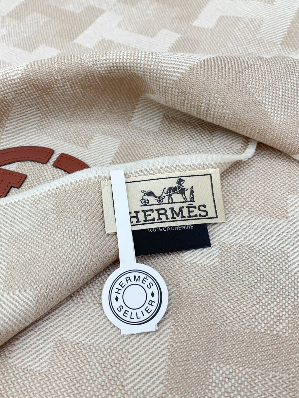 SCARF 200 CM IN TAN BROWN MONOGRAM CASHMERE