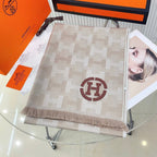 SCARF 200 CM IN TAN BROWN MONOGRAM CASHMERE