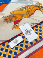 Silk Carrick a Pompe Scarf 140 CM In Orange Colorful Cashmere And Silk 381157