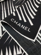 CC Square Scarf 140 CM In Black White Cashmere Mix Silk 382617