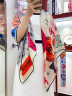 CC Square Scarf 140 CM In Multicolored Cashmere And Silk 388151