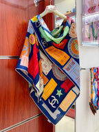 CC Square Scarf 140 CM In Multicolored Cashmere And Silk 388152