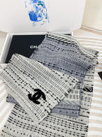 CC Scarf 180 CM In White Grey Mix Black Wool  388185