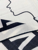 CC Square Scarf 140 CM In White Mix Black Cashmere Silk 389993