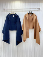 TROMPE L'OEIL STOLE IN NAVY BLUE CASHMERE