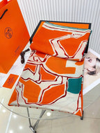 Choregraphie Equestre Pareo Scarf 140 CM Orange Colorful Cashmere And Silk 393170