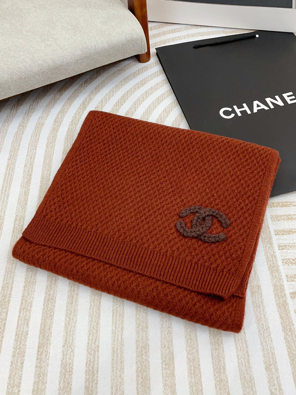 CC Scarf 190 CM In Earthy Orange Red Cashmere  393186