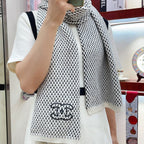 CC Scarf 180 CM In White Black Cashmere 394592