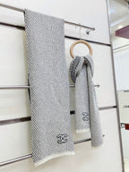 CC Scarf 180 CM In White Black Cashmere 394592