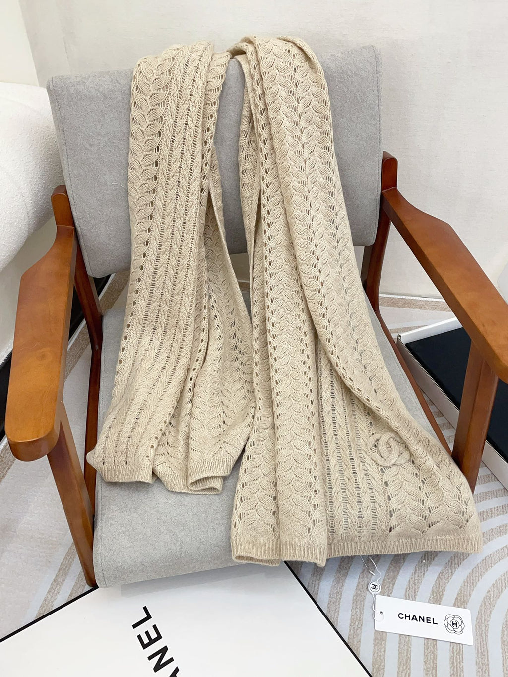 CC Scarf 190 CM In Beige Cashmere 396246
