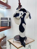 CC Square Scarf 90 CM In Black Mix White Cashmere And Silk 398258