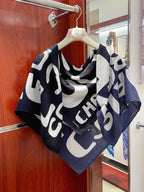 CC Square Scarf 90 CM In Black Mix White Cashmere And Silk 398258