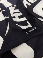 CC Square Scarf 90 CM In Black Mix White Cashmere And Silk 398258