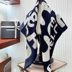 CC Square Scarf 90 CM In Black Mix White Cashmere And Silk 398258