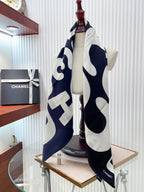 CC Square Scarf 90 CM In Black Mix White Cashmere And Silk 398258