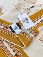 Lettres Equestres Shawl 140 CM White Colorful Cashmere And Silk 398259